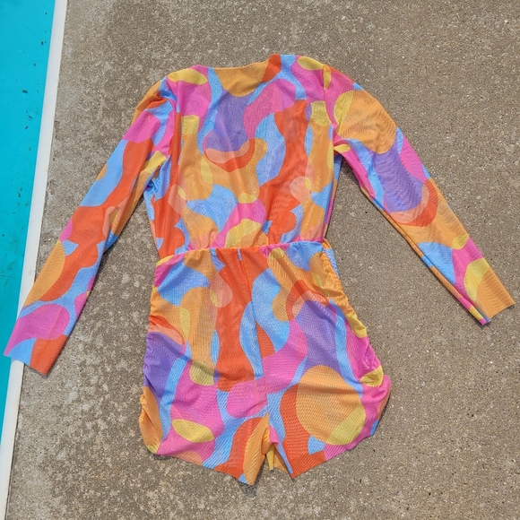 Shein rainbow swirl mesh romper swim cover up Teen 12-13 yrs - Picture 6 of 7